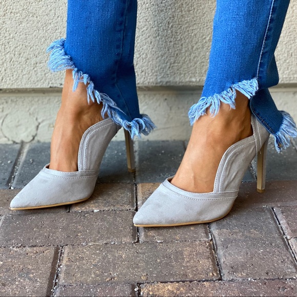 Desert Rider Ash GREY Scalloped Stiletto Heel Pump - Picture 5 of 13